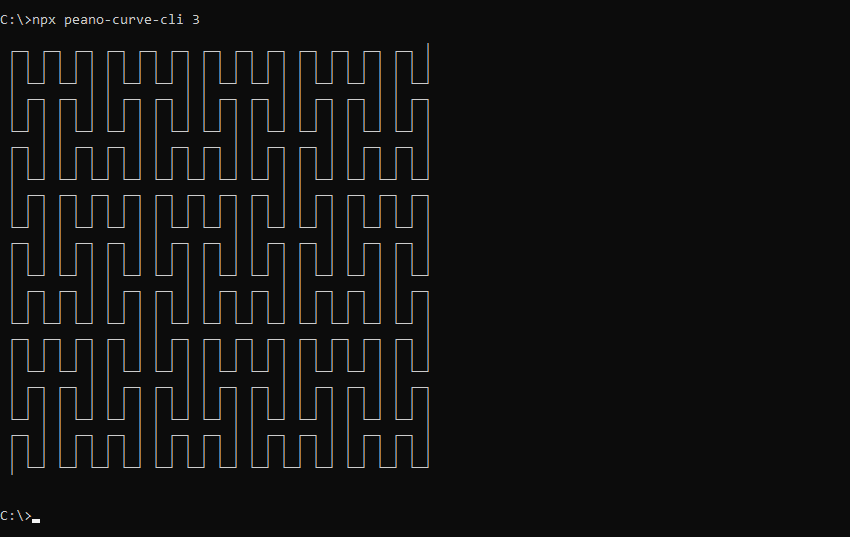 What peano-curve-cli prints to the console