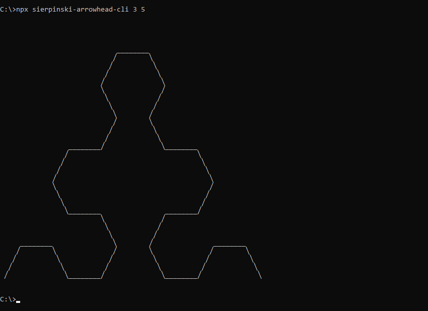 What sierpinski-arrowhead-cli prints to the console