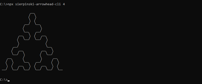 What sierpinski-arrowhead-cli prints to the console