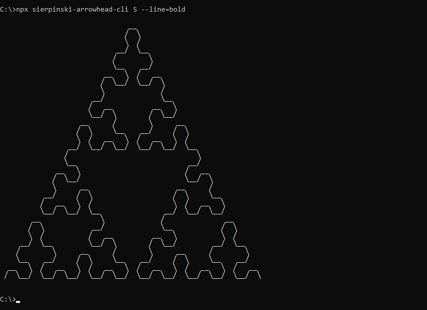 What sierpinski-arrowhead-cli prints to the console