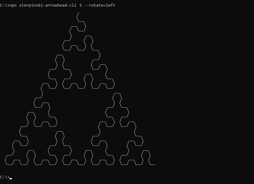 What sierpinski-arrowhead-cli prints to the console