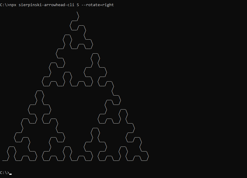 What sierpinski-arrowhead-cli prints to the console