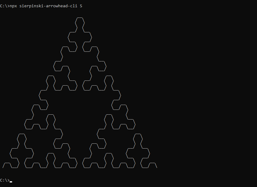 What sierpinski-arrowhead-cli prints to the console