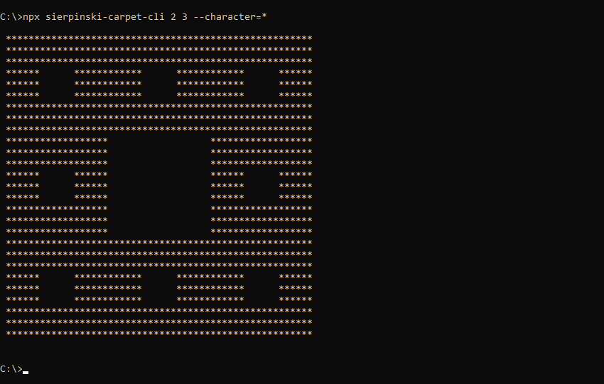 What sierpinski-carpet-cli prints to the console