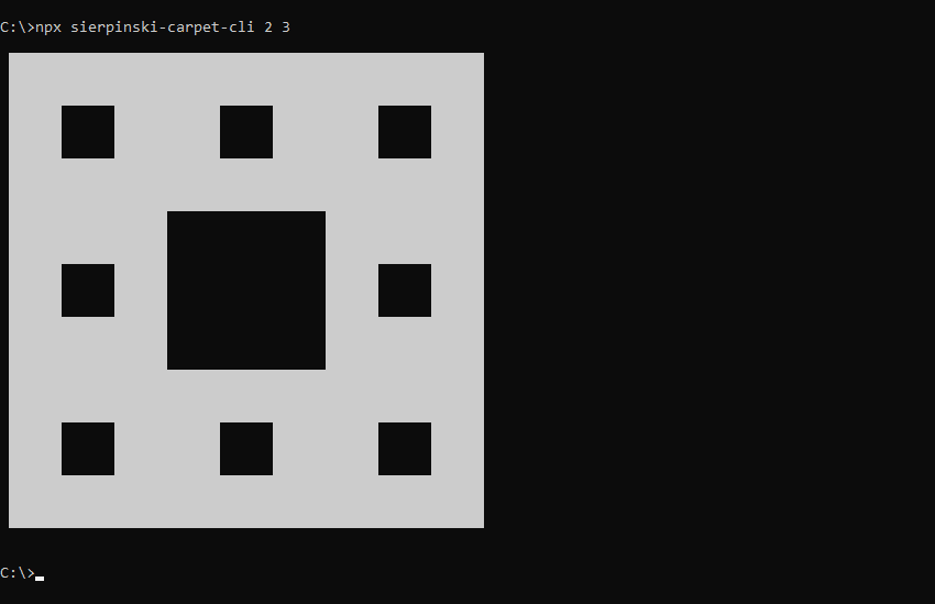 What sierpinski-carpet-cli prints to the console