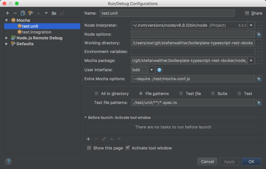 Configure Unit Tests in WebStorm