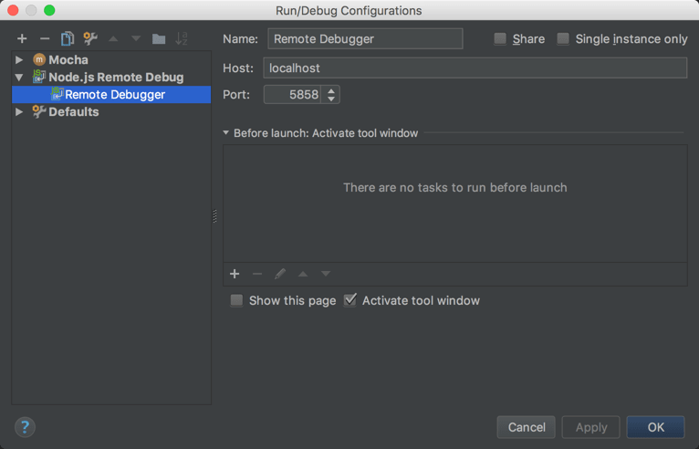 Remote Debugger Configuration in WebStorm