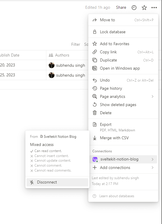 Add connection to Notion page