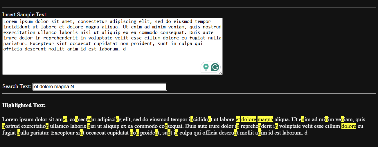 Highlighted Text Example