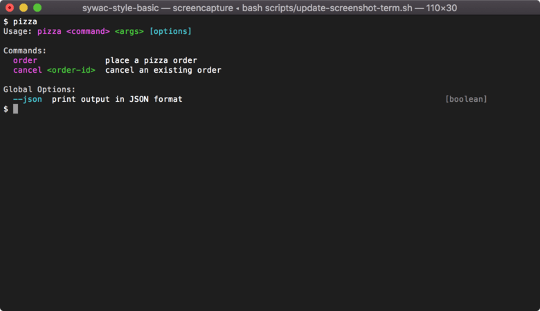 Default Help Screenshot