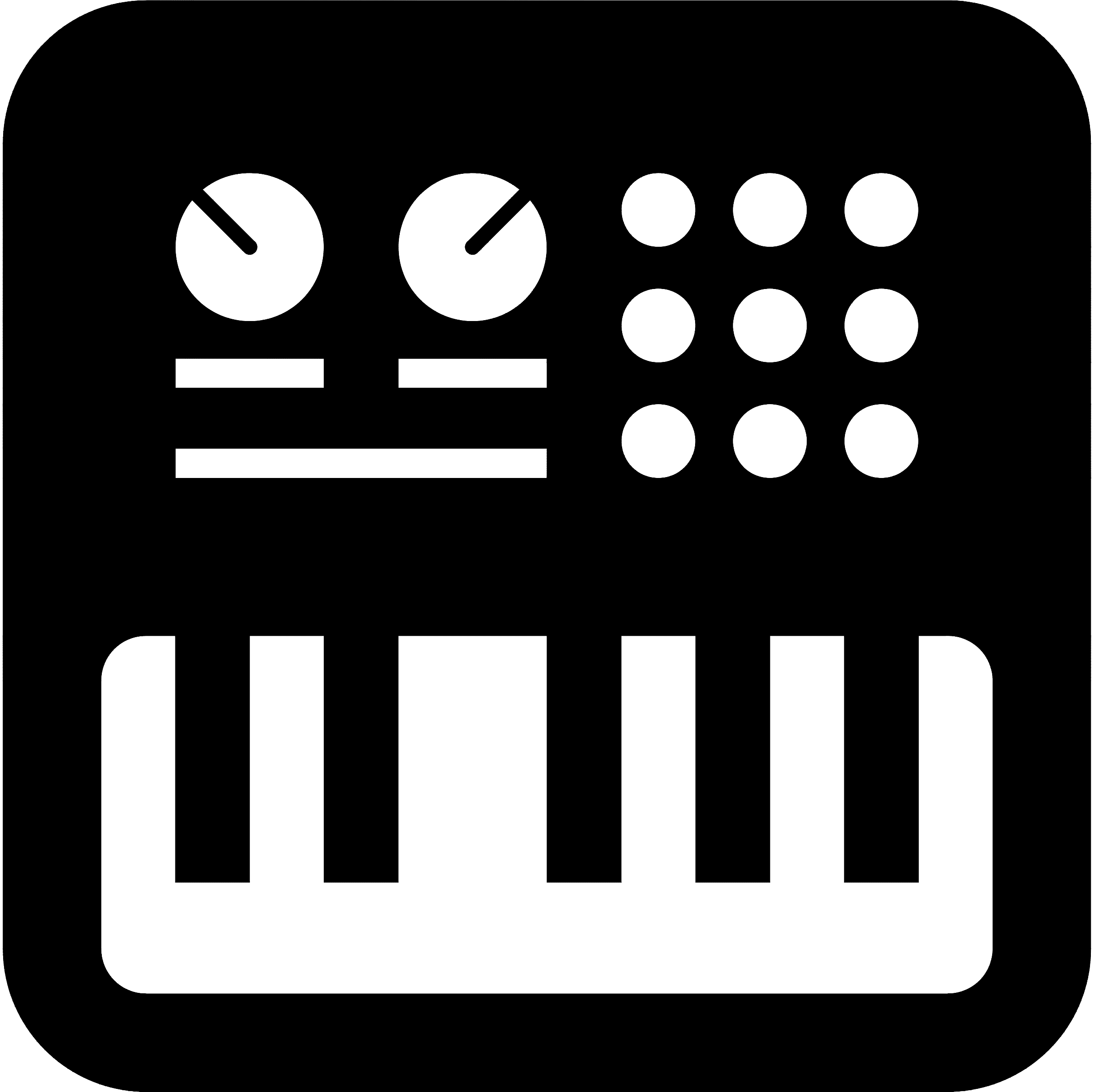 Piano Logo with keyboard and knobs