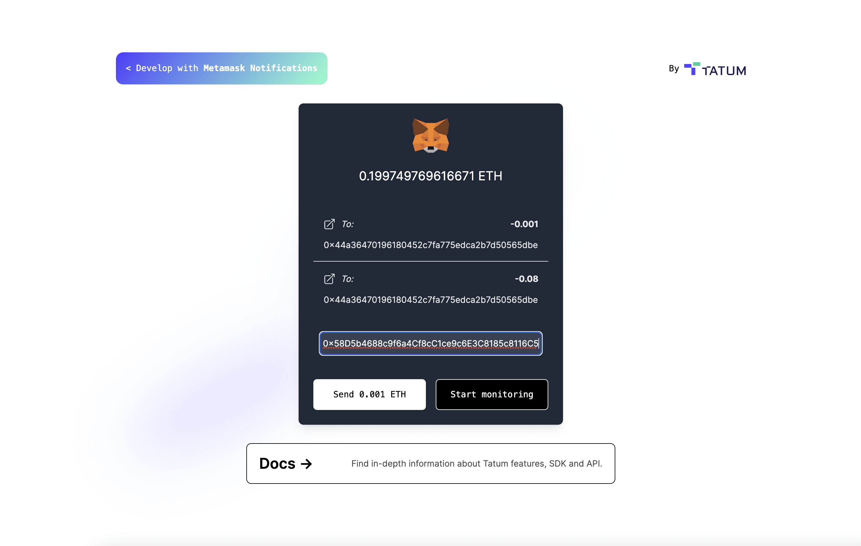 Metamask notifications