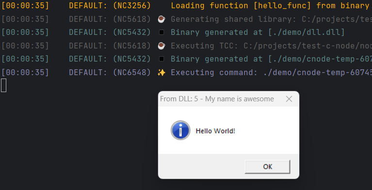 Execute a c function from Node