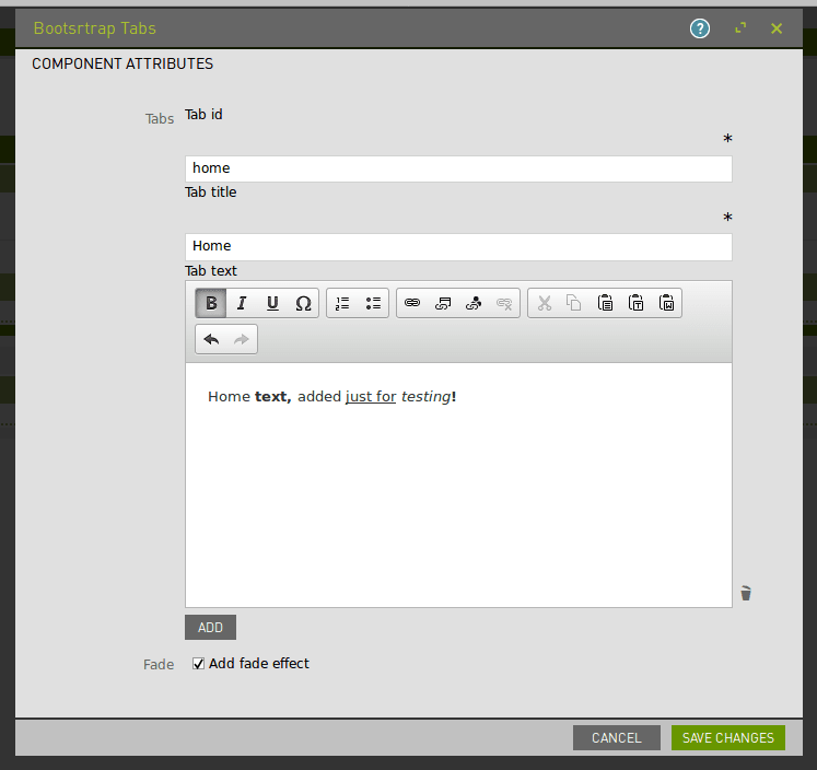 Component Dialog