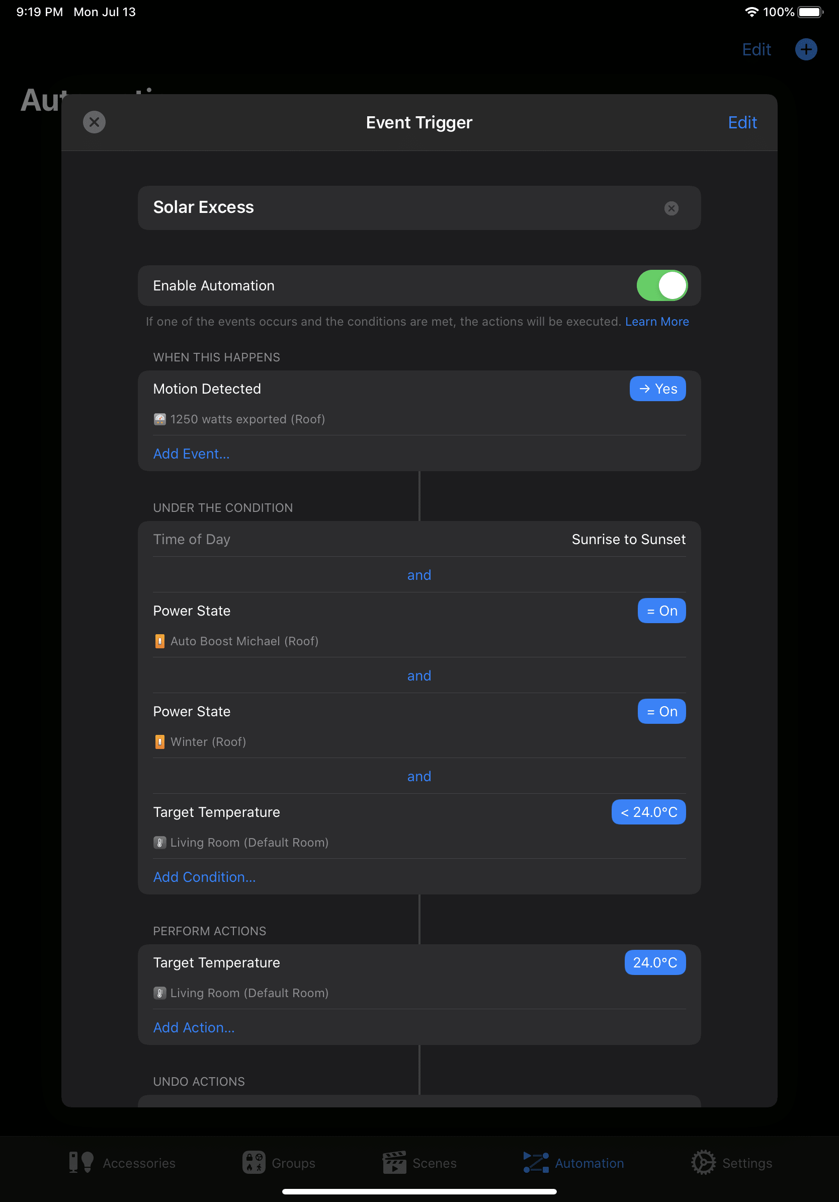 Solar Excess Automation