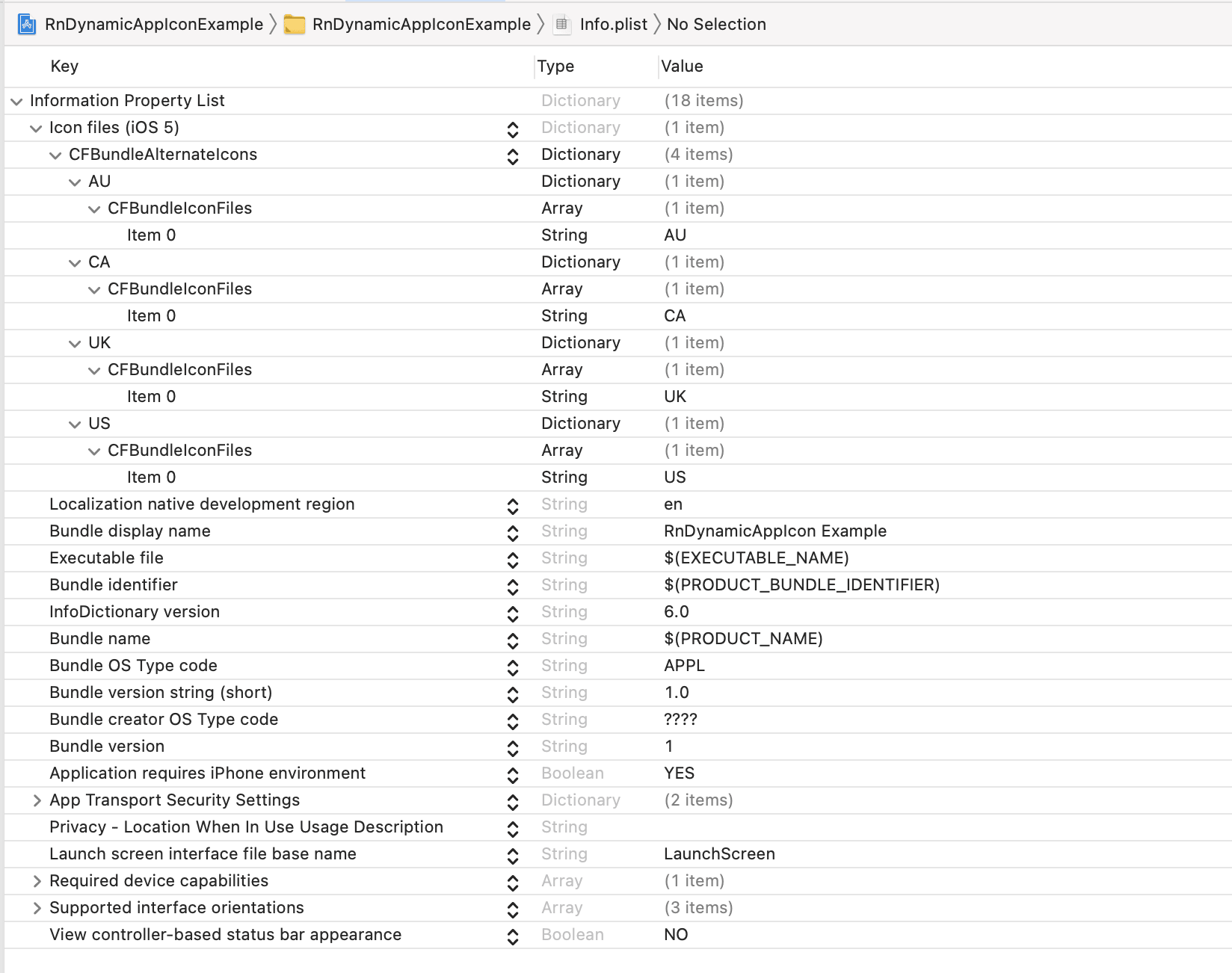 info.plist structure