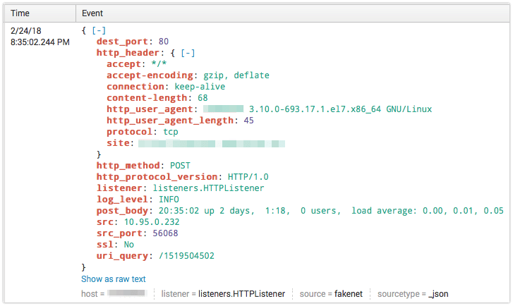 Dictionary log record representation in Splunk