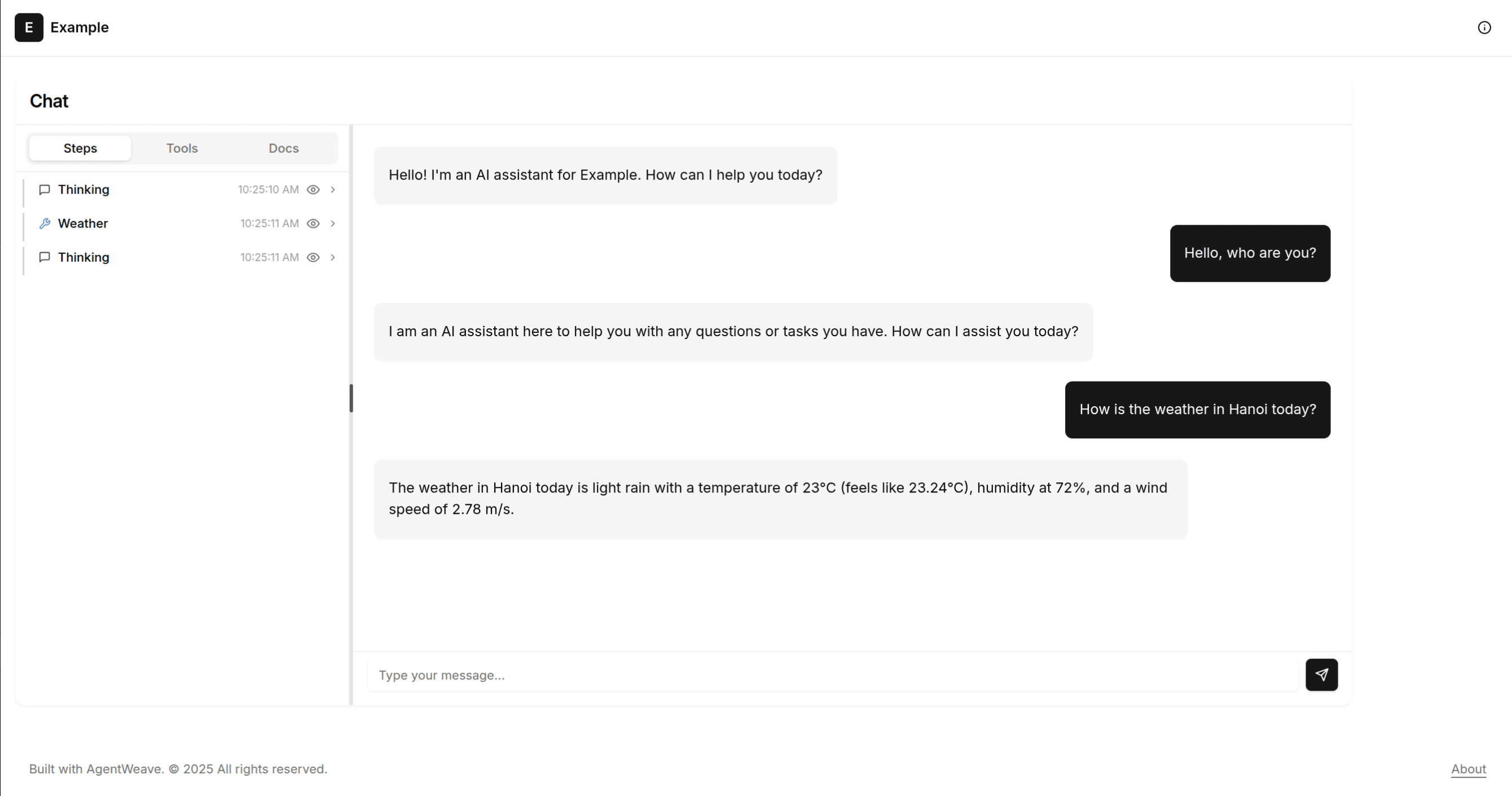 Screenshot of Example project