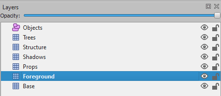 Screenshot of the Layers pane in Tiled