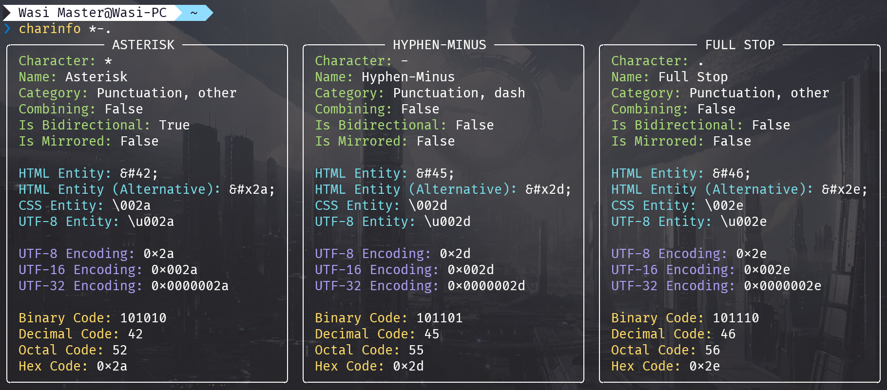 Directly passing multiple characters