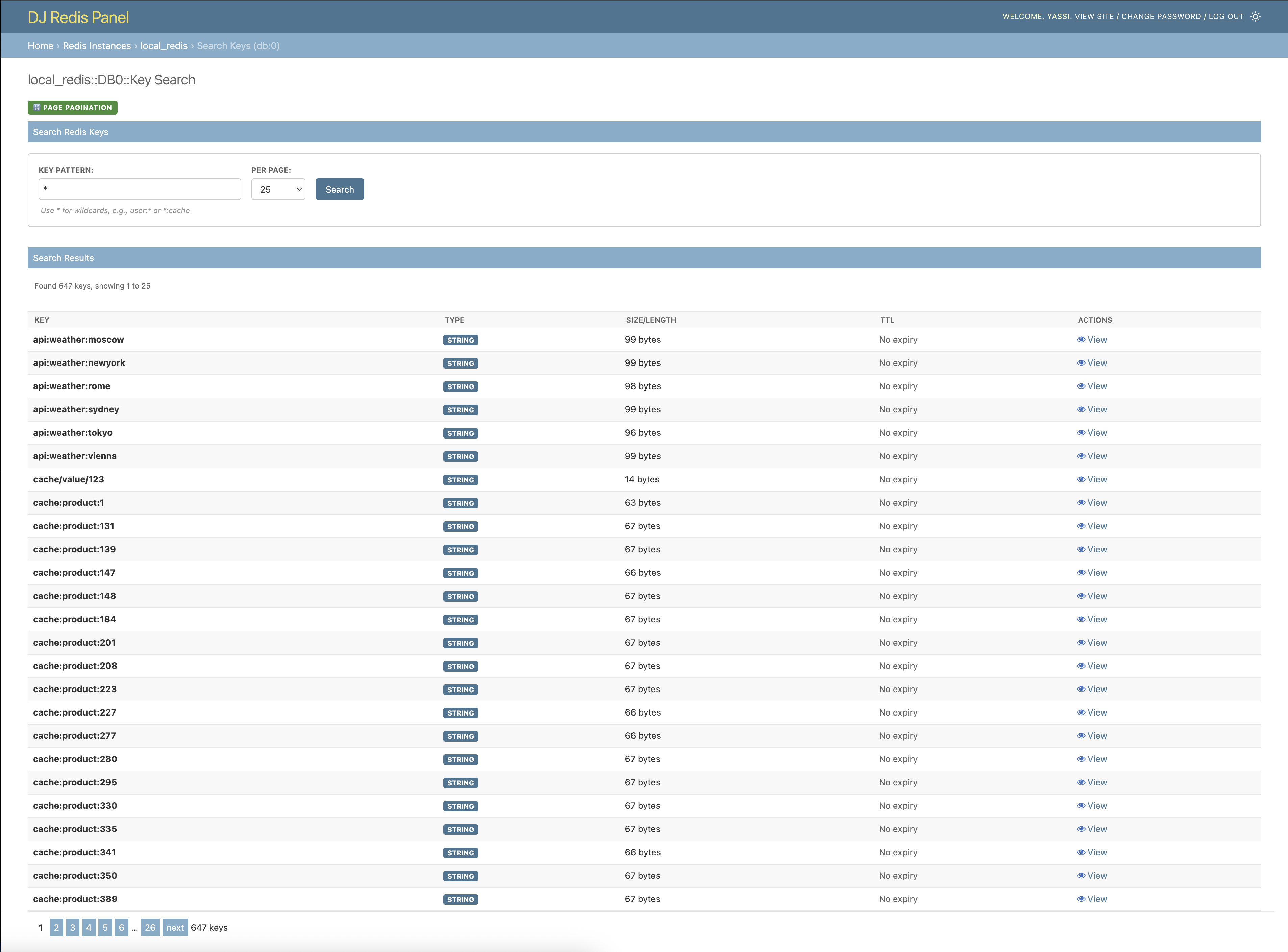 Key Search - Page Index