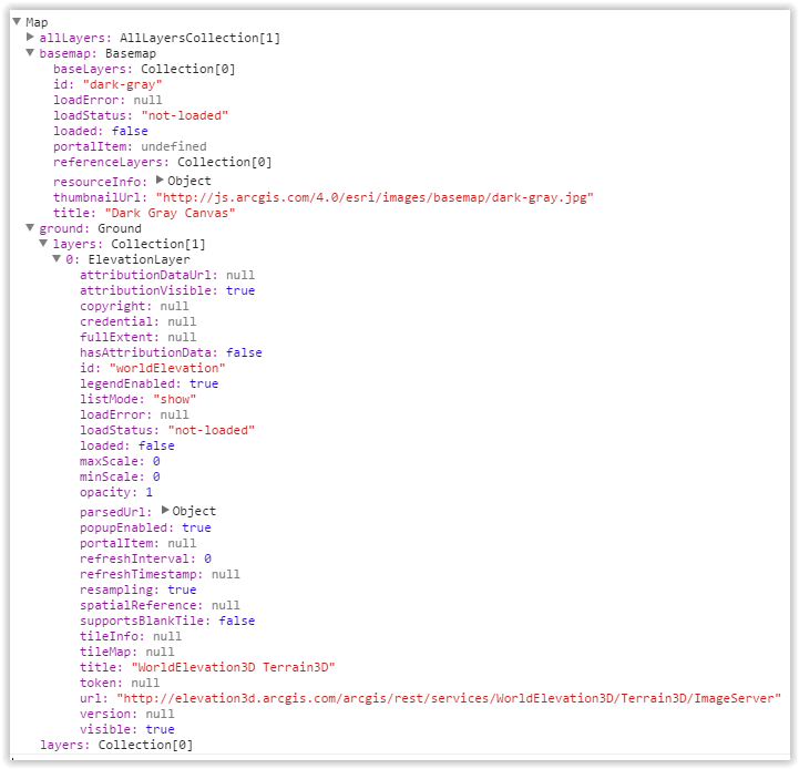 esri/Map custom console formatting