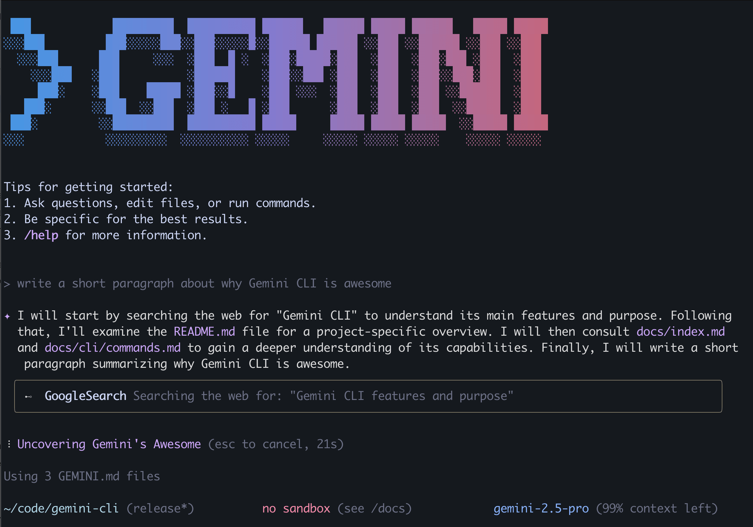 Gemini CLI 截图