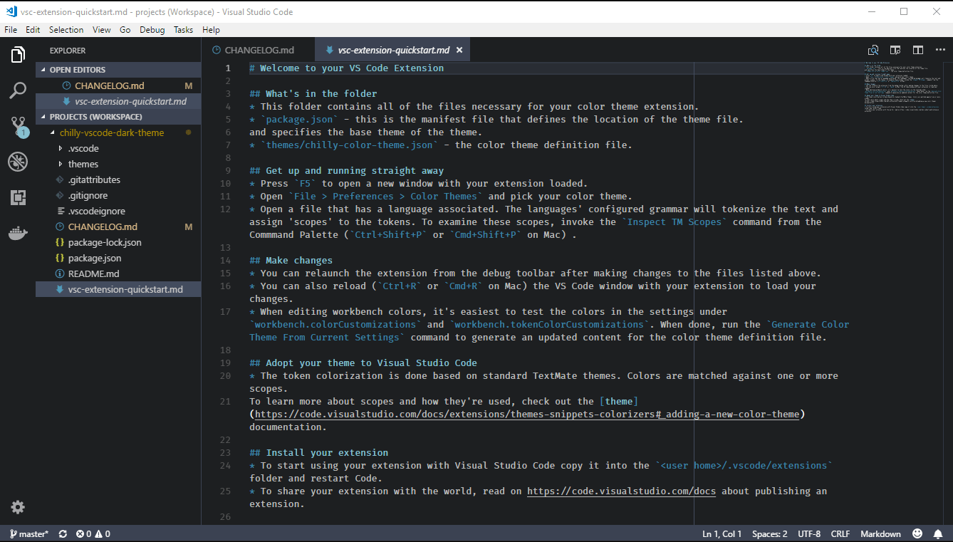 Chilly VSCode Dark Theme Screenshot