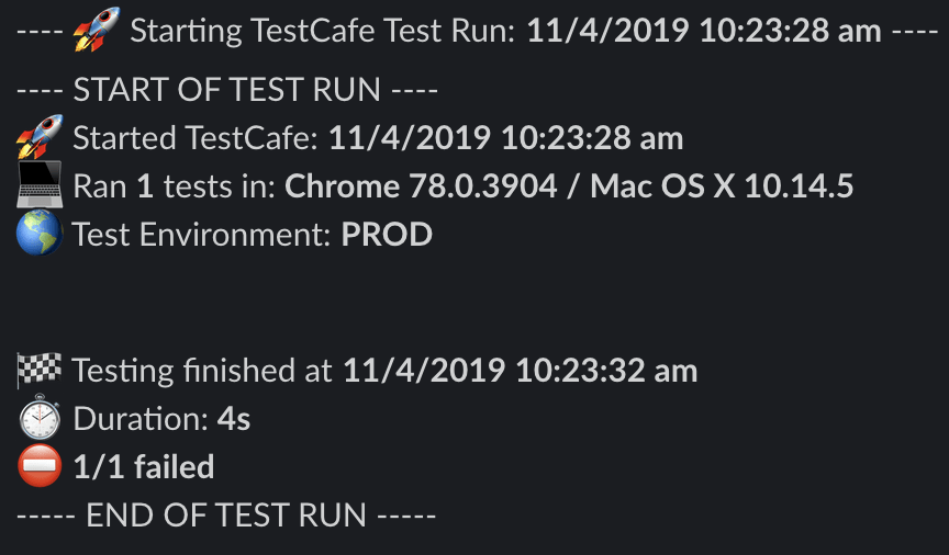 Slack report - failed