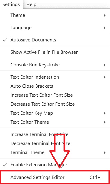 Advanced Settings Editor