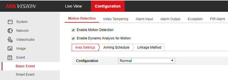 Hikvision web interface