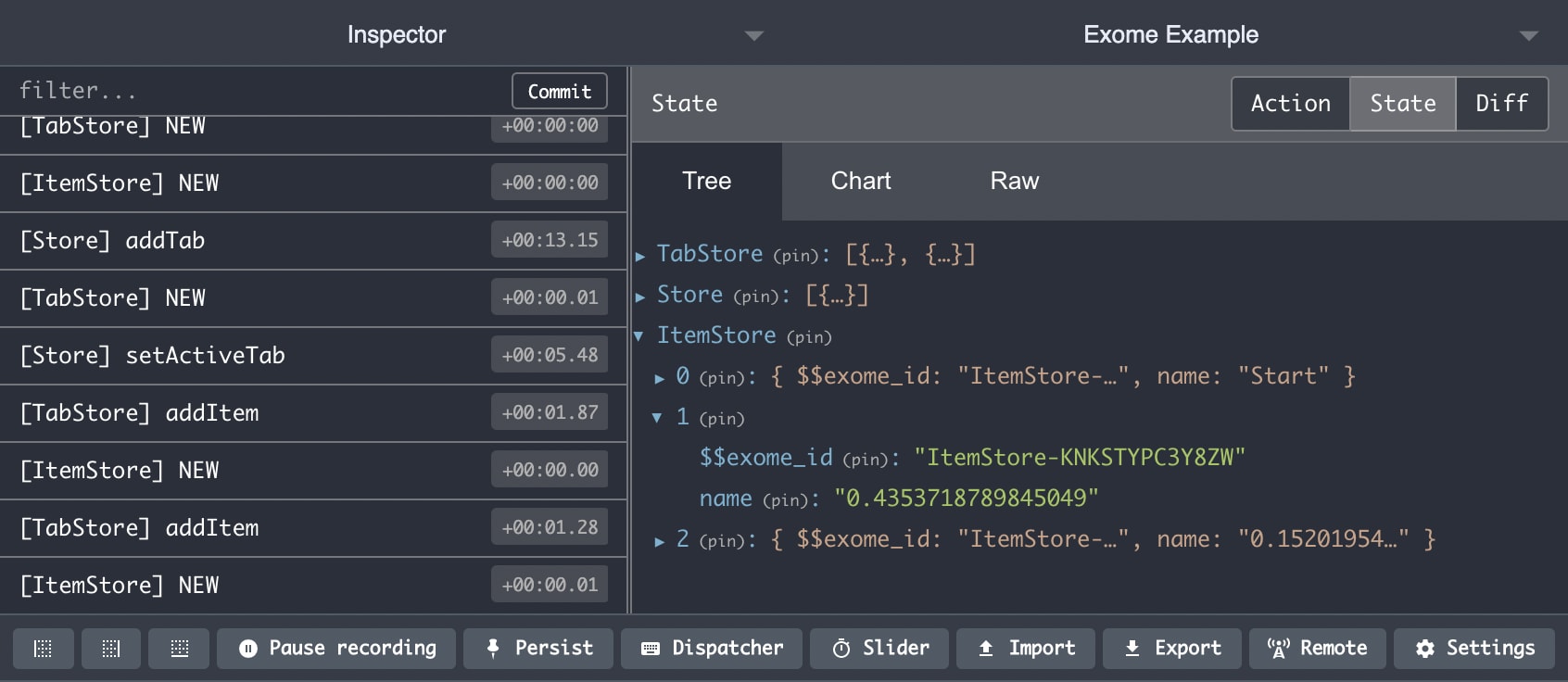 Exome using Redux Devtools