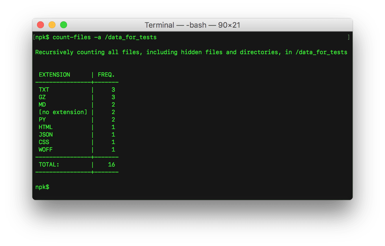 Count Files_screenshot - counting files by extension