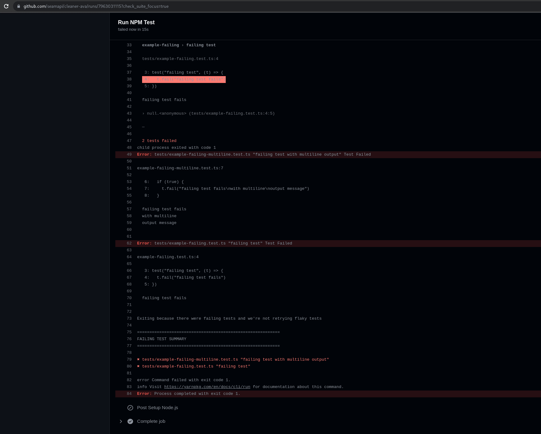 colored output and test summaries in test