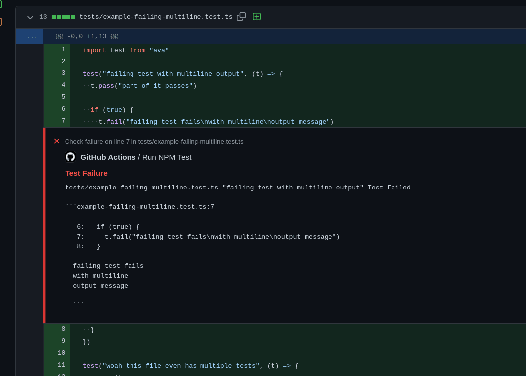 errors on test files