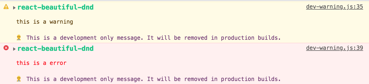 dev only warnings