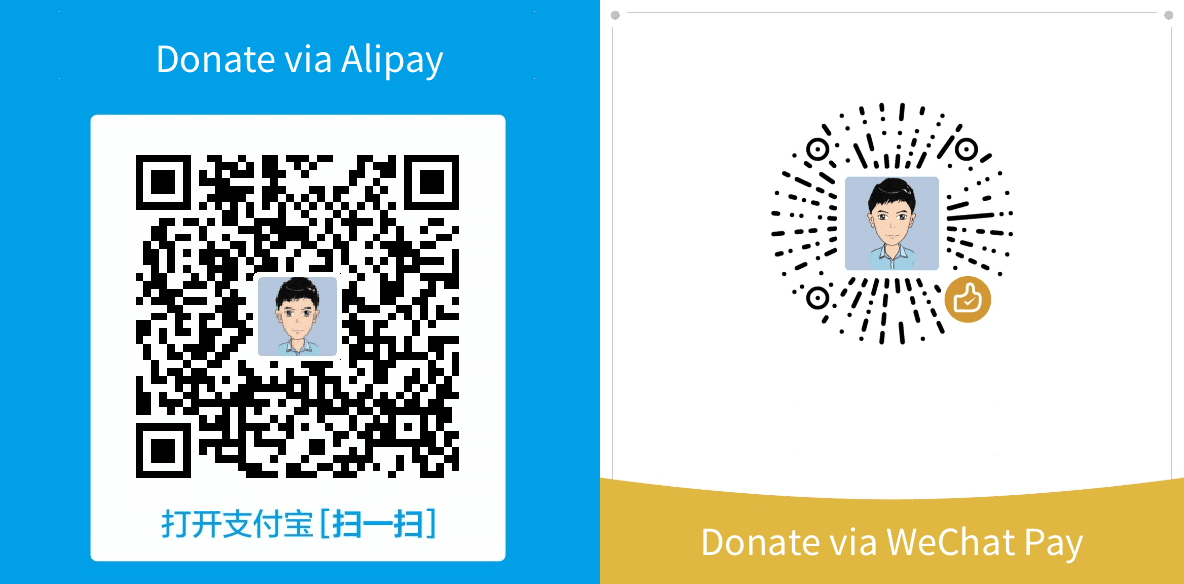 Alipay and WeChat
Donation
