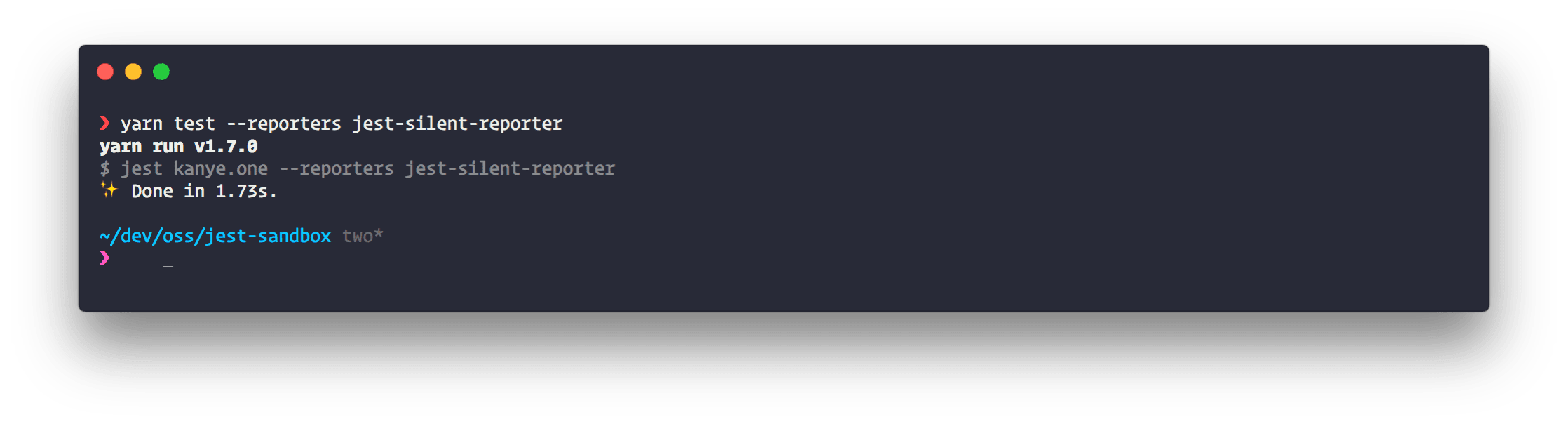 Screenshot: all tests passed
