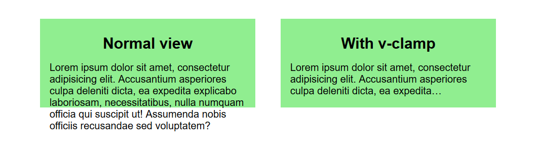 Comparison basic multiline text-overflow and multiline text with use v-clamp directive