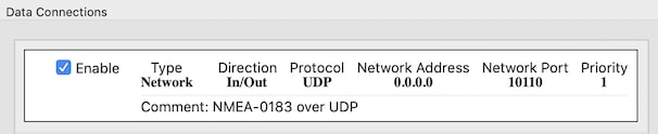 Configured NMEA-0183 UDP receiver on port
10110.