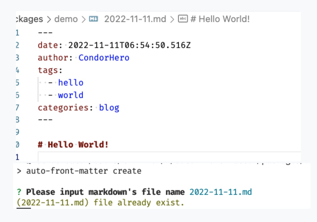 auto-front-matter create