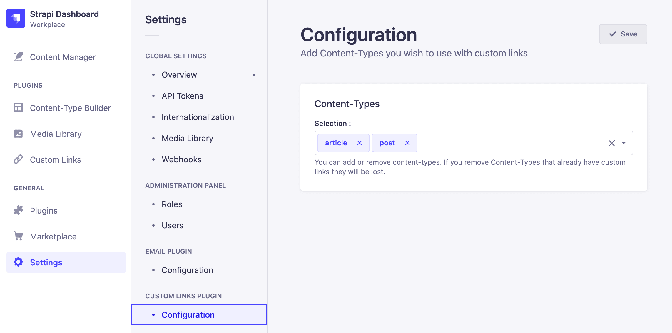 plugin settings