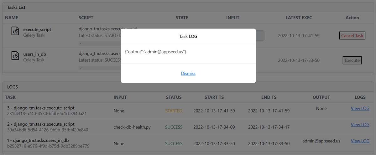 Django Tasks Manager - View Task LOG.