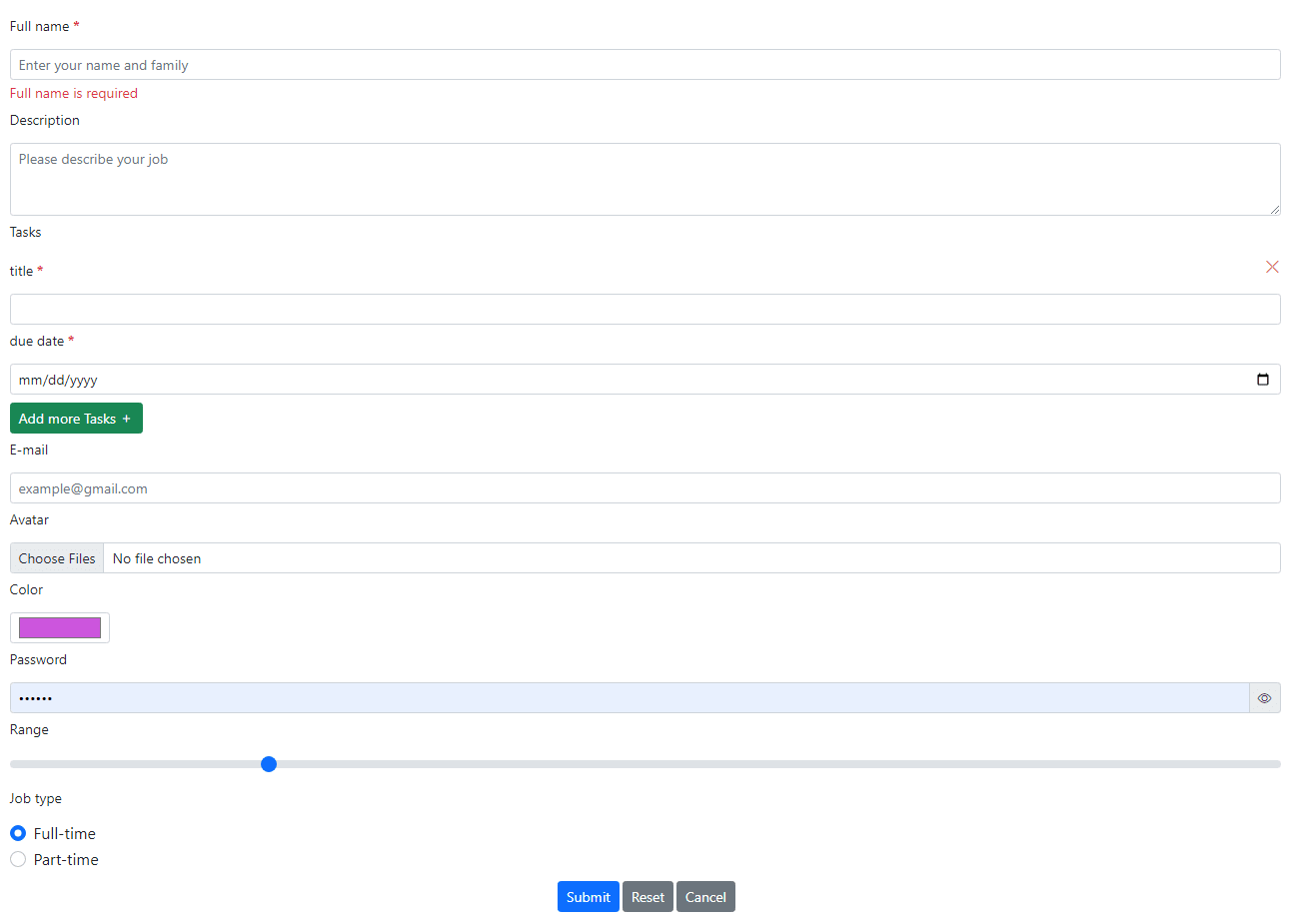 Dynamic Form Builder todo