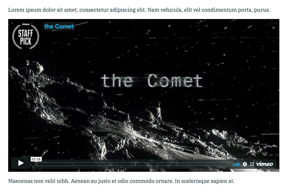 Screenshot of a Vimeo embed of Christian Stangl’s “The Comet”