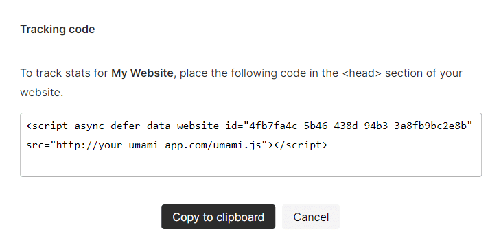 Umami tracking code