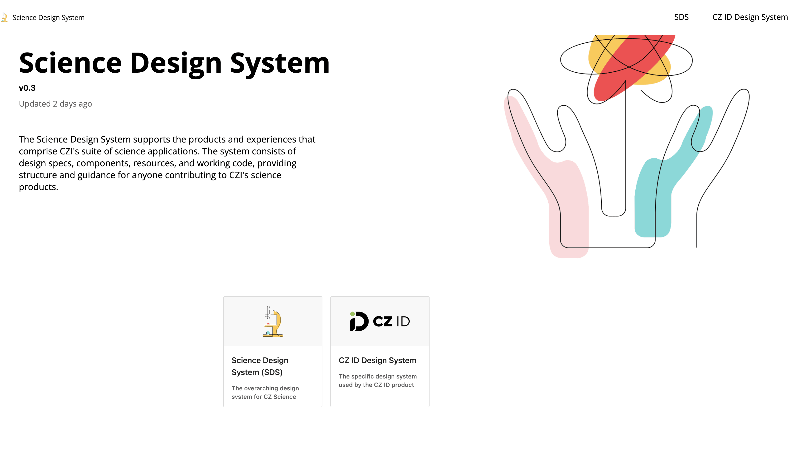 Science Design System Zeroheight Homepage Snapshot