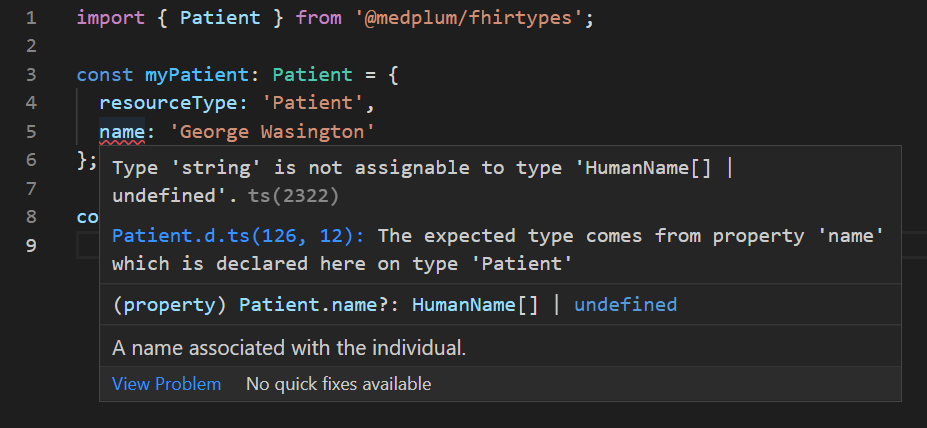 Medplum fhirtypes screenshot