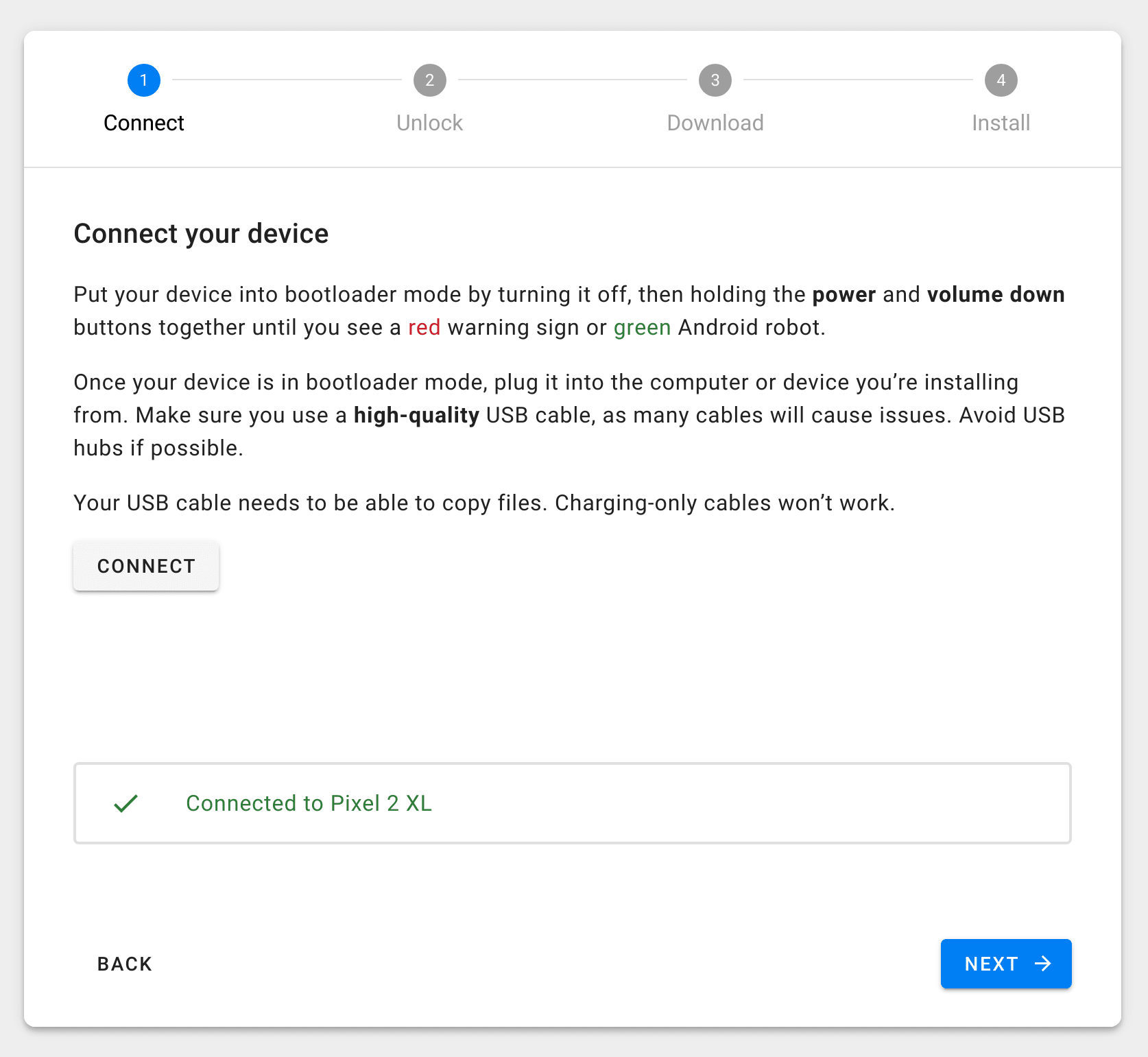 Step: Connect your device