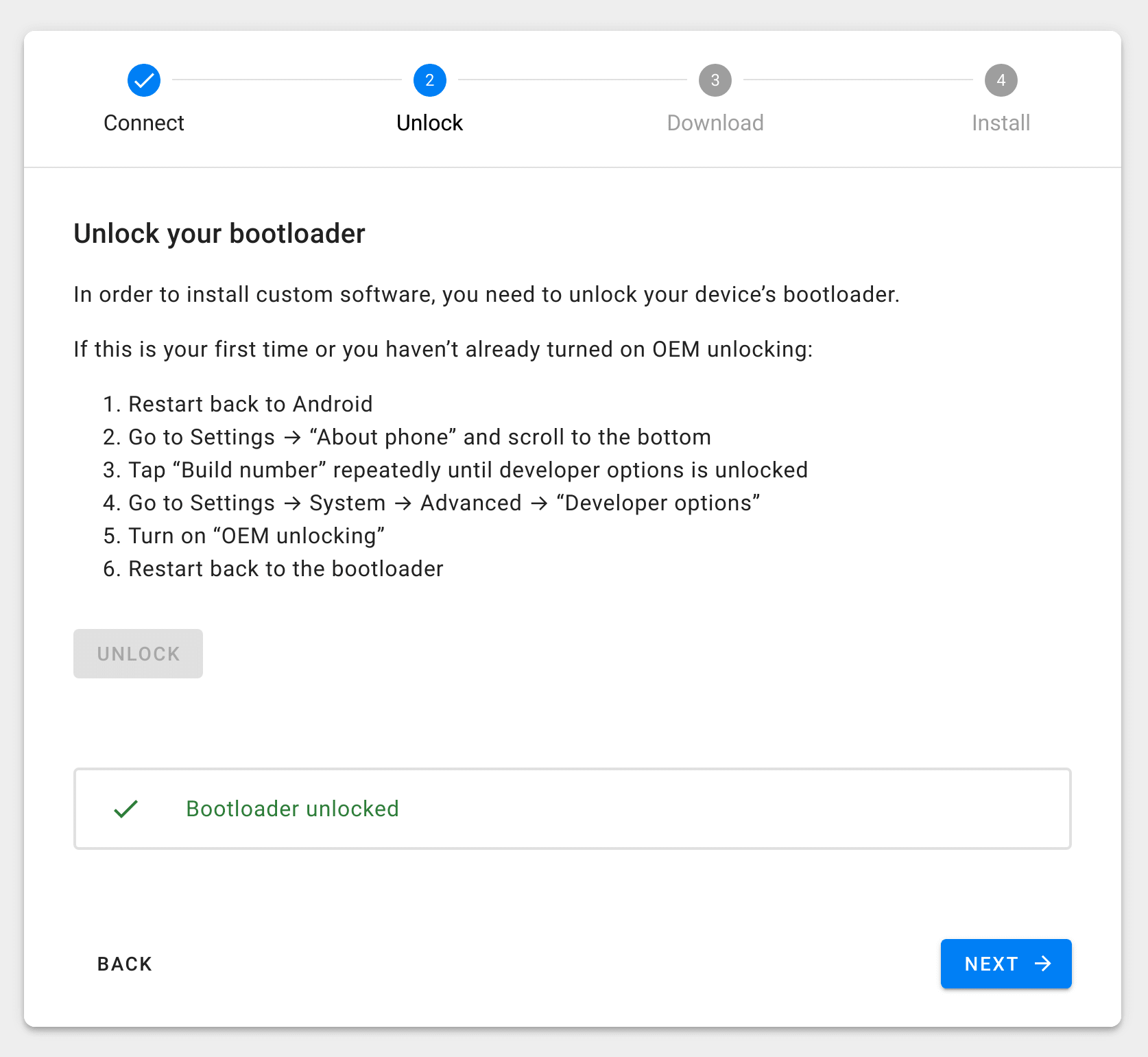 Step: Unlock your bootloader